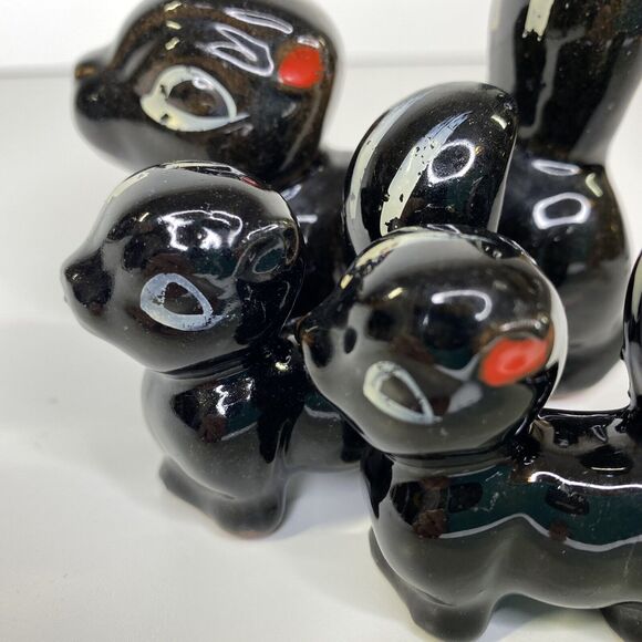 3 Vintage Skunk Figurines Stamped Japan Redware Pottery Hand Painted Doe Kits - Picture 7 of 10